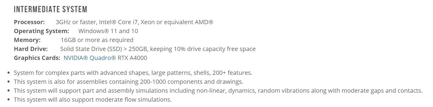 solidworks system requirements